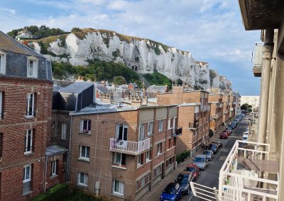 Blick auf die Steilküste von Le Tréport vom Hotelzimmer aus